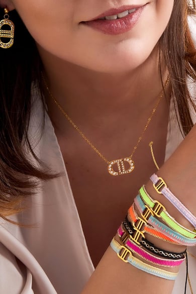 Bracelet good life fabric Yellow &amp; Gold Color Polyester h5 Picture3